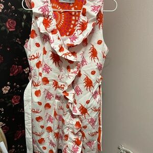 Vibrant Coral and Pink Sleeveless Dress